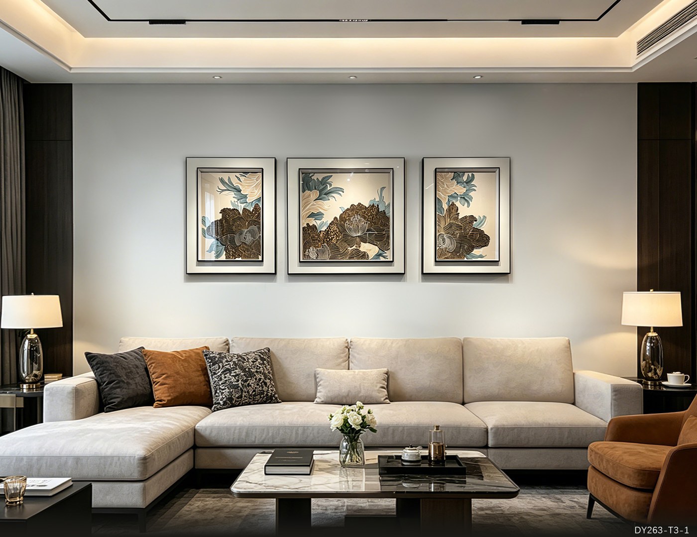 Living Room Wall Art DY263-T3-1 in an interior setting
