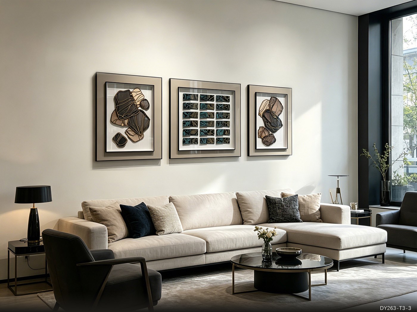 Living Room Wall Art DY263-T3-3 in an interior setting