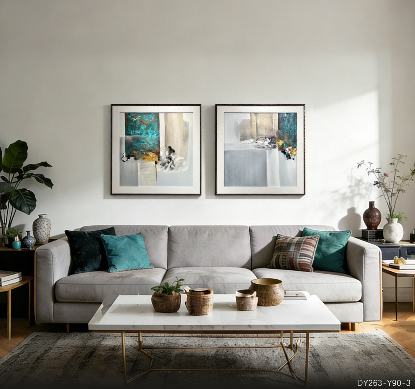Living Room Wall Art DY263-Y90-3 in an interior setting