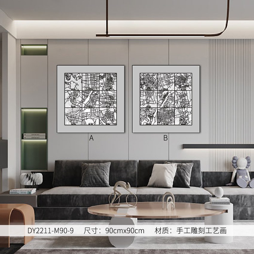 Living Room Wall Art DY2211-M90-9 in an interior setting