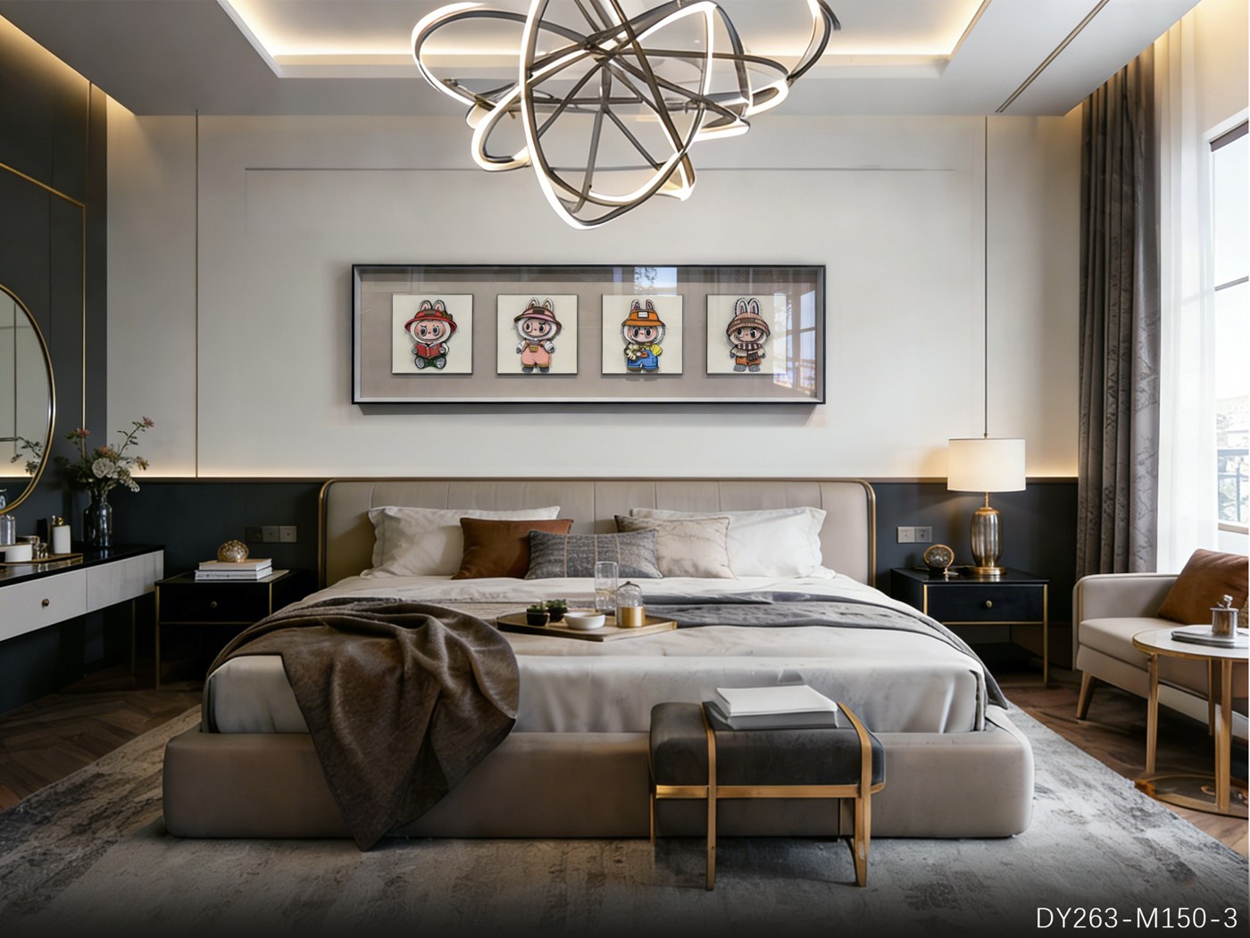 Bedroom Wall Art DY263-M150-3 displayed in an interior